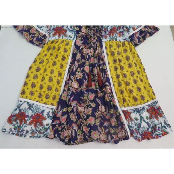 Anthropologie Women's Sz S Purple Patchwork Trapeze Paisley Floral Liika Dress - Picture 7 of 13